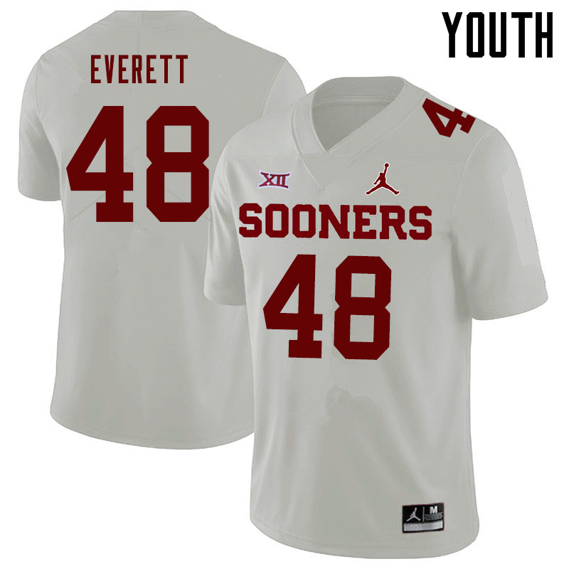 Jordan Brand Youth #48 Hunter Everett Oklahoma Sooners College Football Jerseys Sale-White